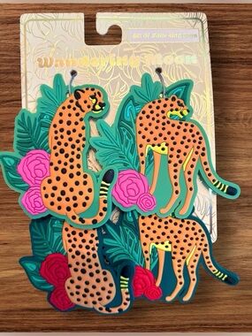 NWT Wandering Moon Silicone Jungle Cat Luggage Tags - Set of 4